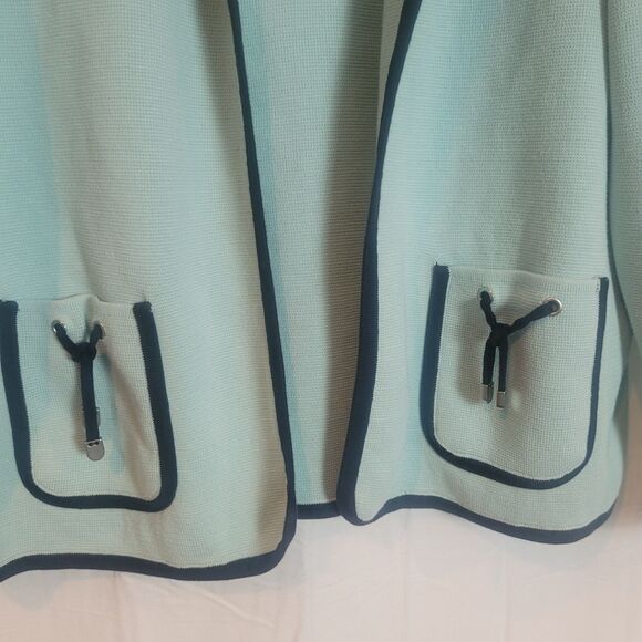 Talbots Knit Sweater Blazer Cardigan Women's Size 1X Light Blue Career Office - Picture 4 of 11
